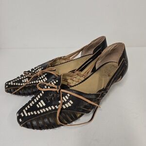 Latigo Women's Black Woven Leather Pointed Toe Flat Shoes Size‎ 8